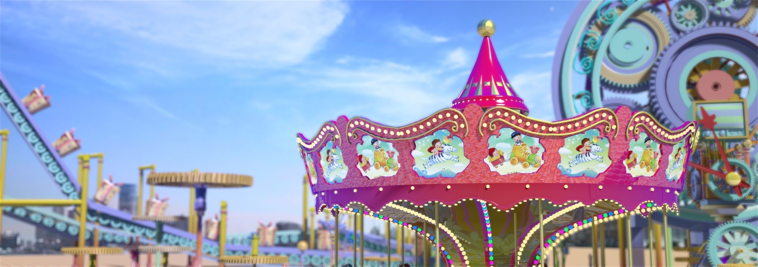 Childrens park carousel cartoon playground 3D model_2