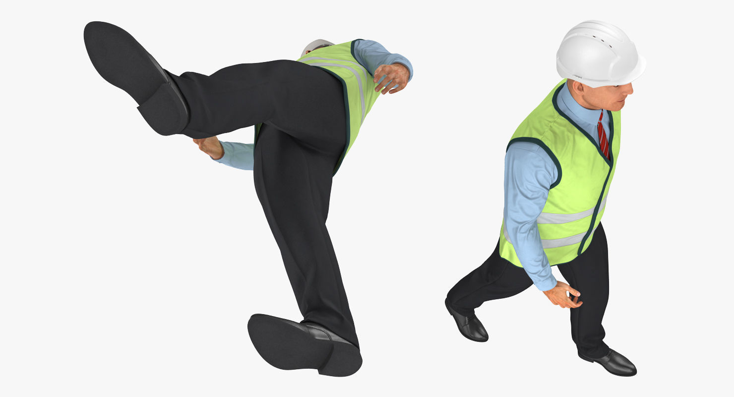 Construction Architect in Yellow Safety Jacket Rigged for Maya 3D model_15