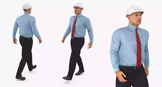 Construction Architect in Yellow Safety Jacket Rigged for Maya