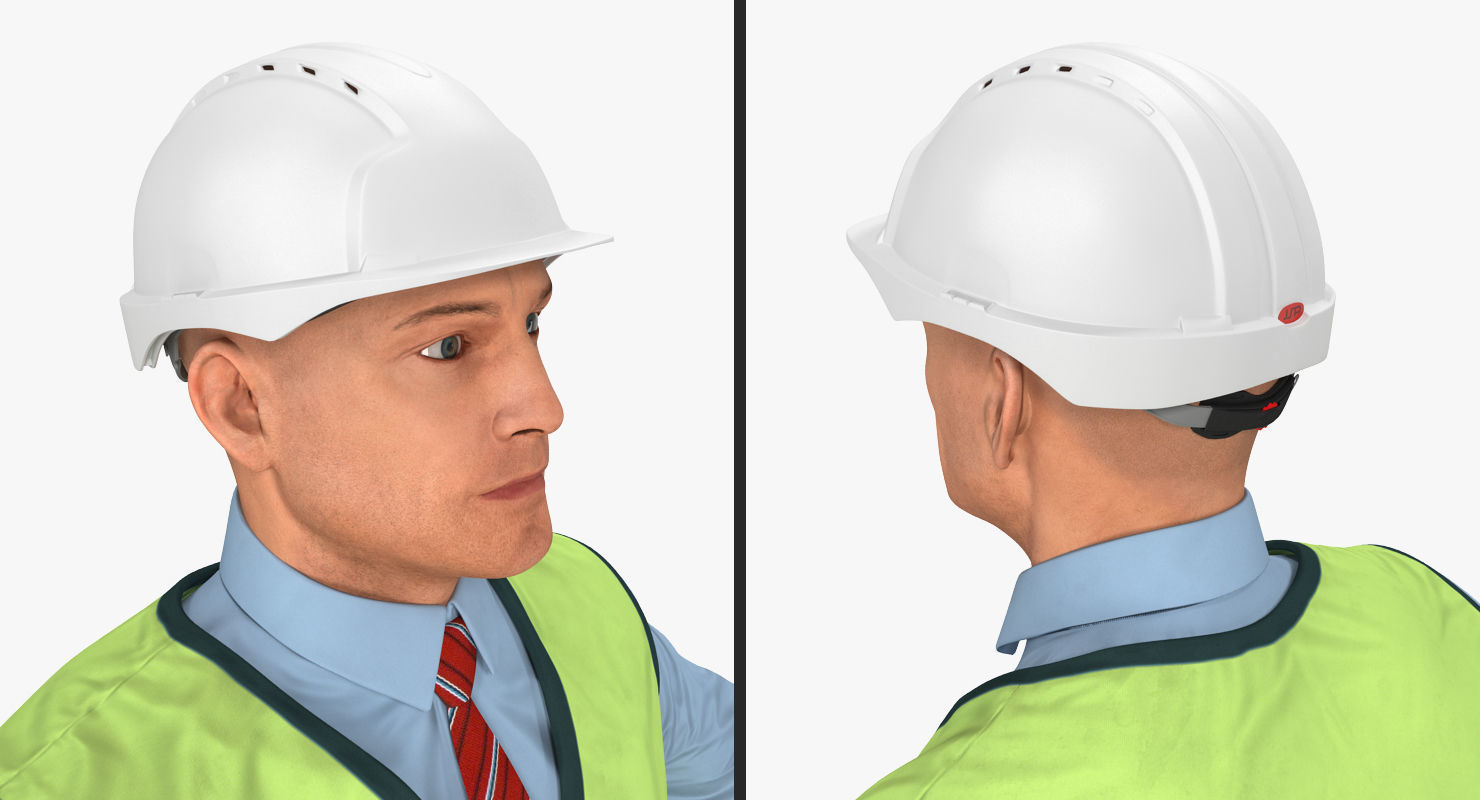 Construction Architect in Yellow Safety Jacket Rigged for Maya 3D model_20