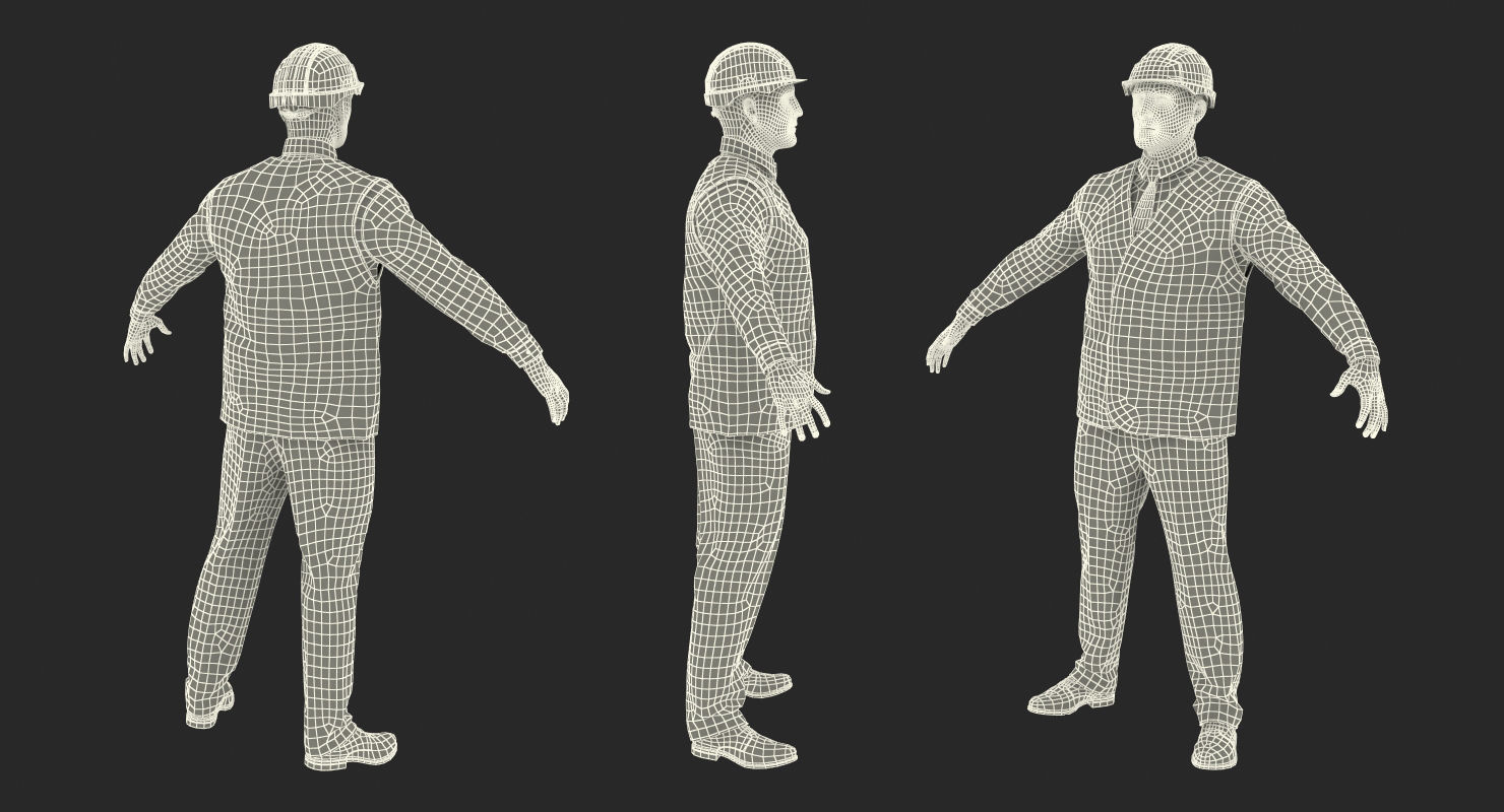 Construction Architect in Yellow Safety Jacket Rigged for Maya 3D model_34
