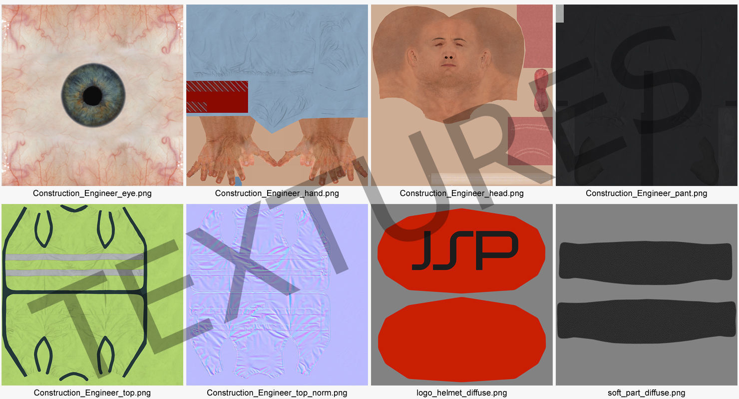 Construction Architect in Yellow Safety Jacket Rigged for Maya 3D model_33