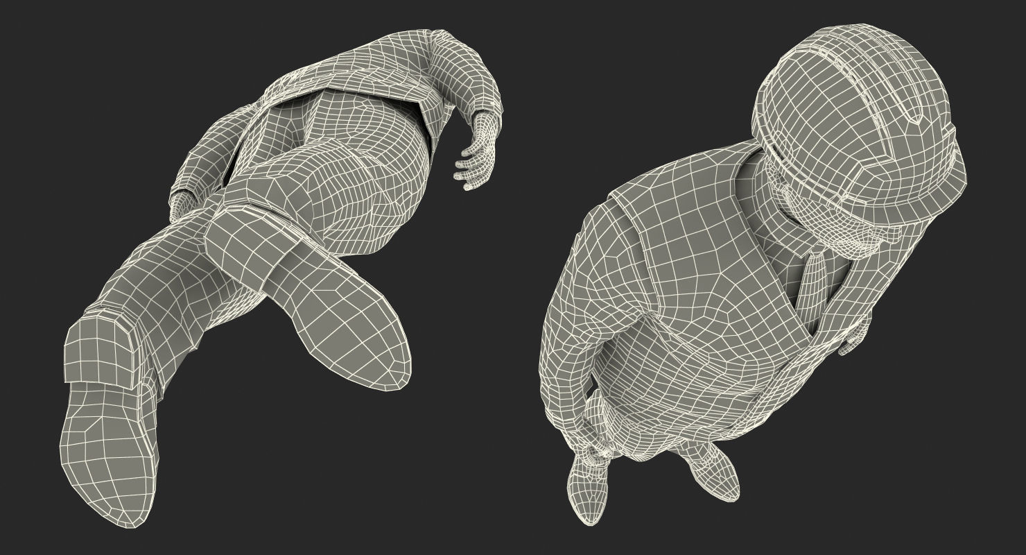 Construction Architect in Yellow Safety Jacket Rigged for Maya 3D model_39