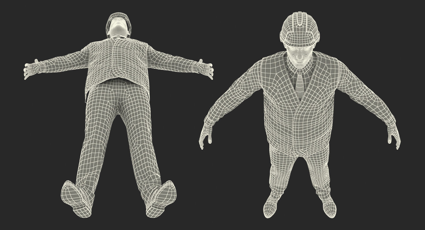 Construction Architect in Yellow Safety Jacket Rigged for Maya 3D model_40