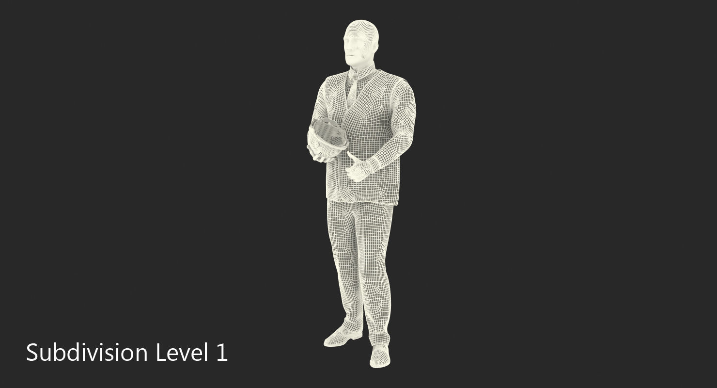 Construction Architect in Yellow Safety Jacket Rigged for Maya 3D model_31