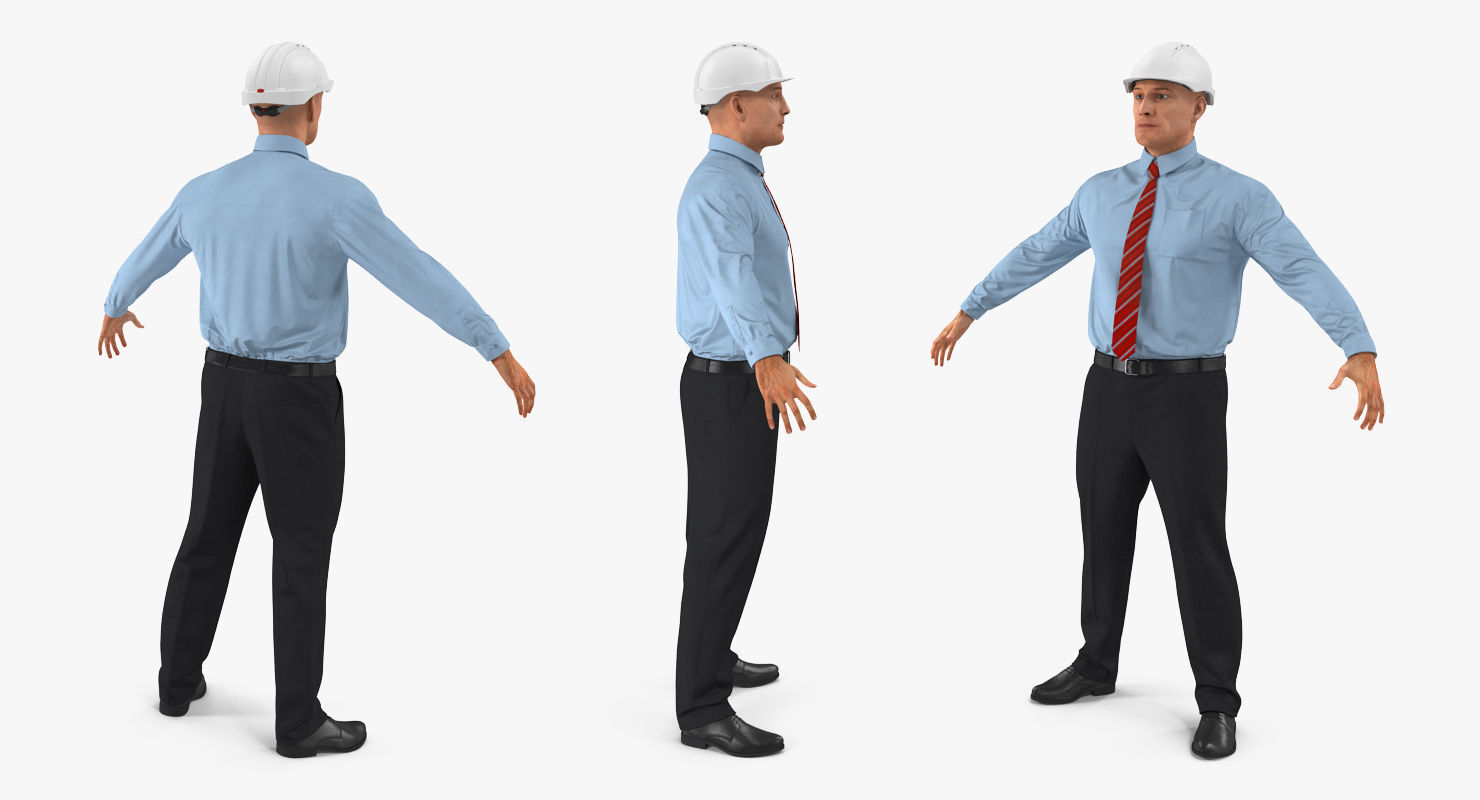 Construction Architect in Yellow Safety Jacket Rigged for Maya 3D model_6