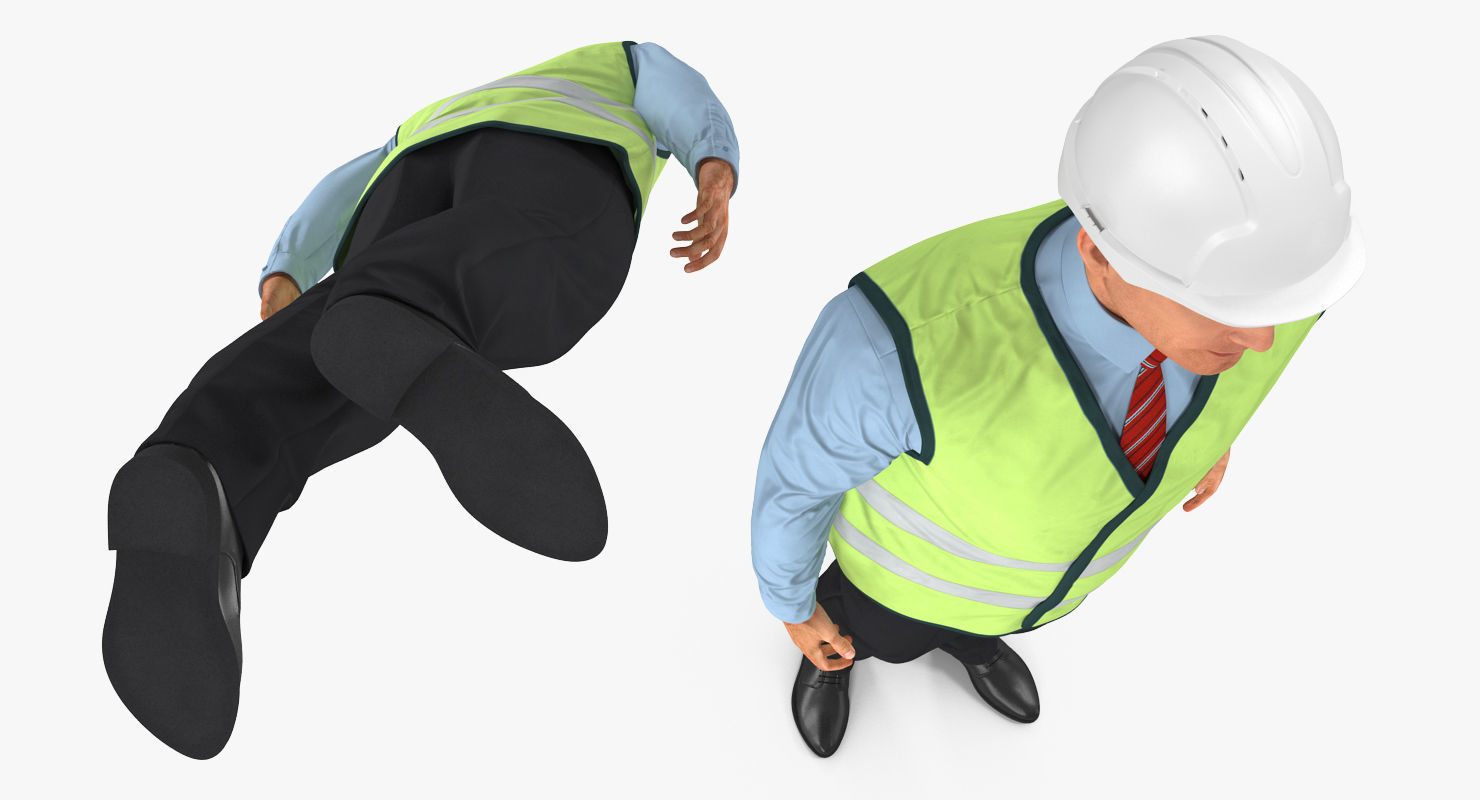 Construction Architect in Yellow Safety Jacket Rigged for Maya 3D model_14