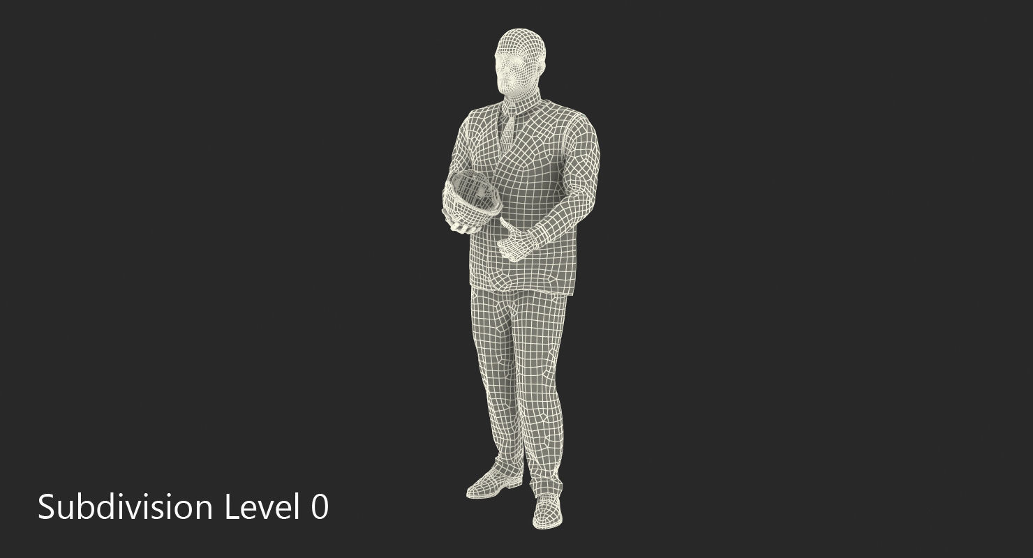 Construction Architect in Yellow Safety Jacket Rigged for Maya 3D model_30