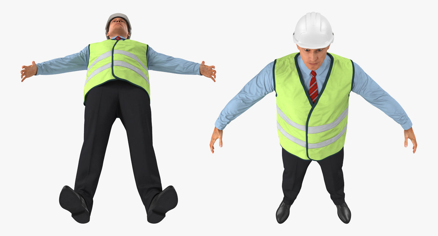 Construction Architect in Yellow Safety Jacket Rigged for Maya 3D model_13