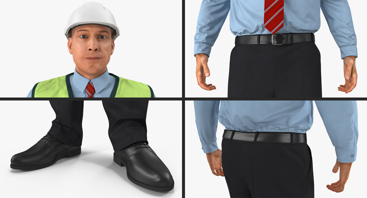 Construction Architect in Yellow Safety Jacket Rigged for Maya 3D model_25