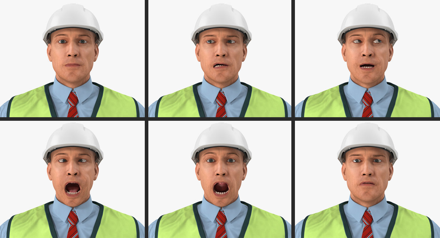 Construction Architect in Yellow Safety Jacket Rigged for Maya 3D model_23