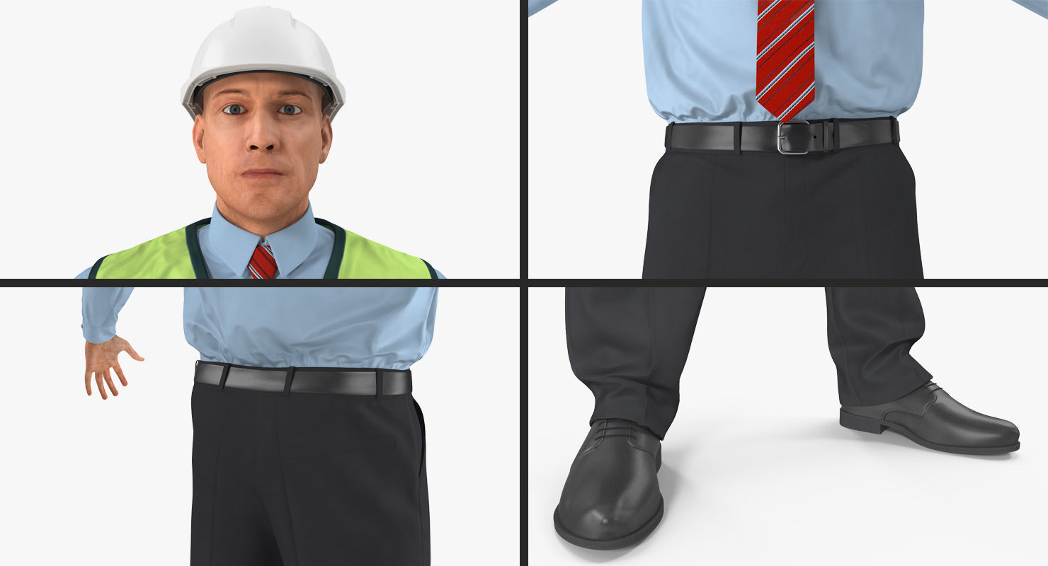 Construction Architect in Yellow Safety Jacket Rigged for Maya 3D model_24