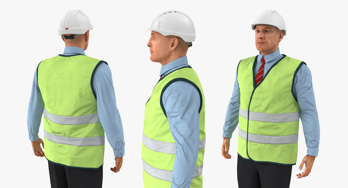 Construction Architect in Yellow Safety Jacket Rigged for Maya 3D model_16