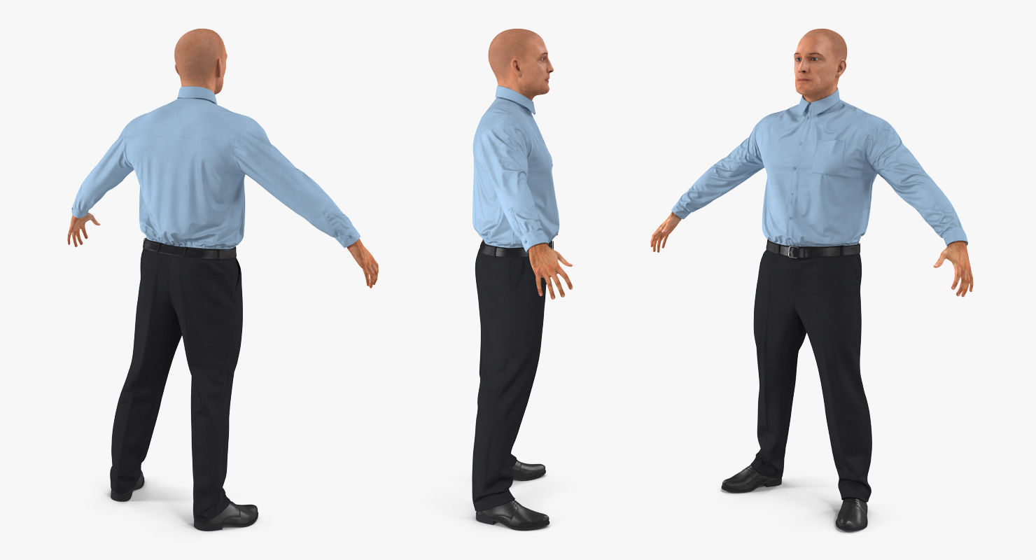 Construction Architect in Yellow Safety Jacket Rigged for Maya 3D model_7