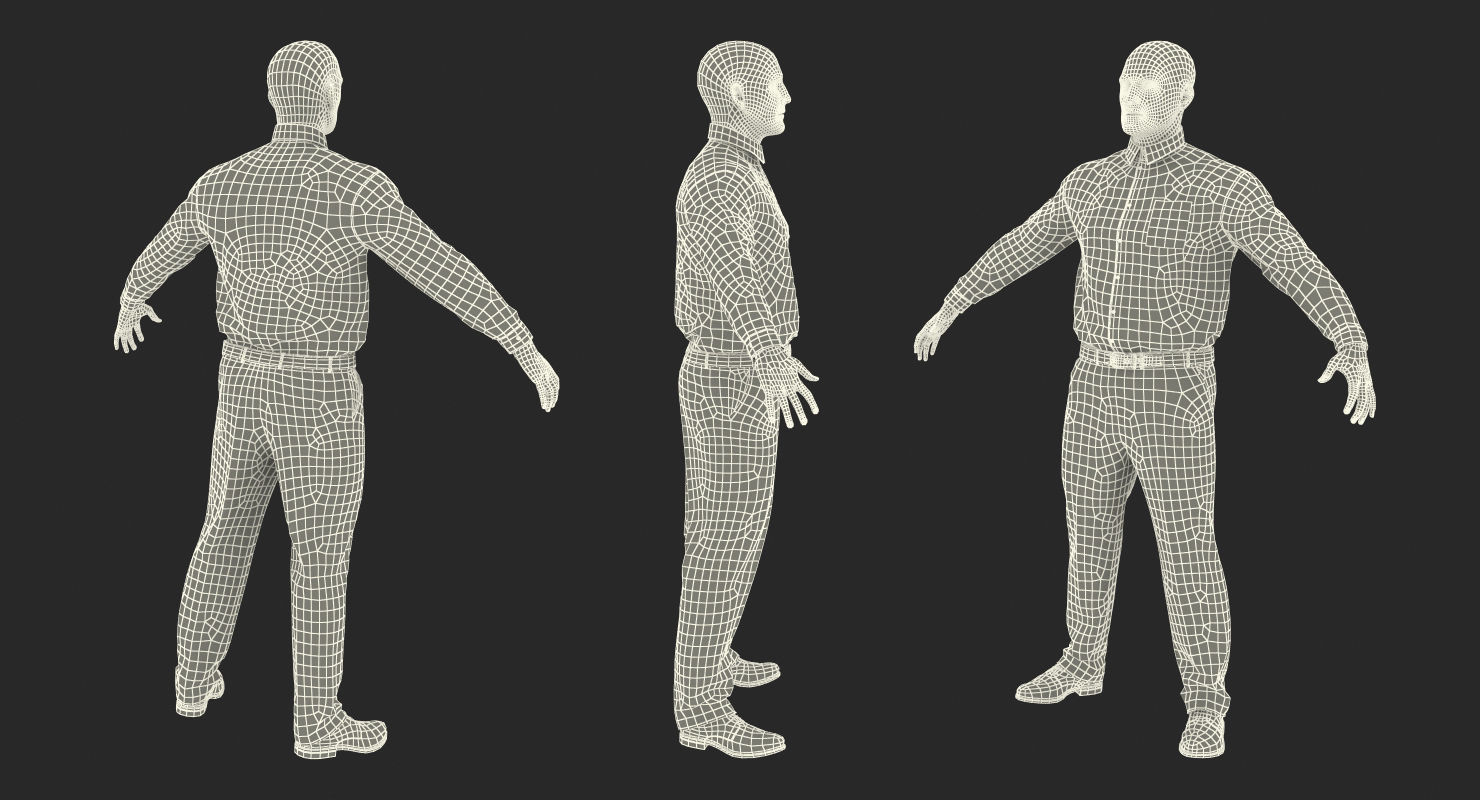Construction Architect in Yellow Safety Jacket Rigged for Maya 3D model_37