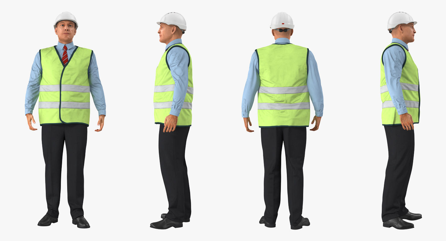 Construction Architect in Yellow Safety Jacket Rigged for Maya 3D model_3