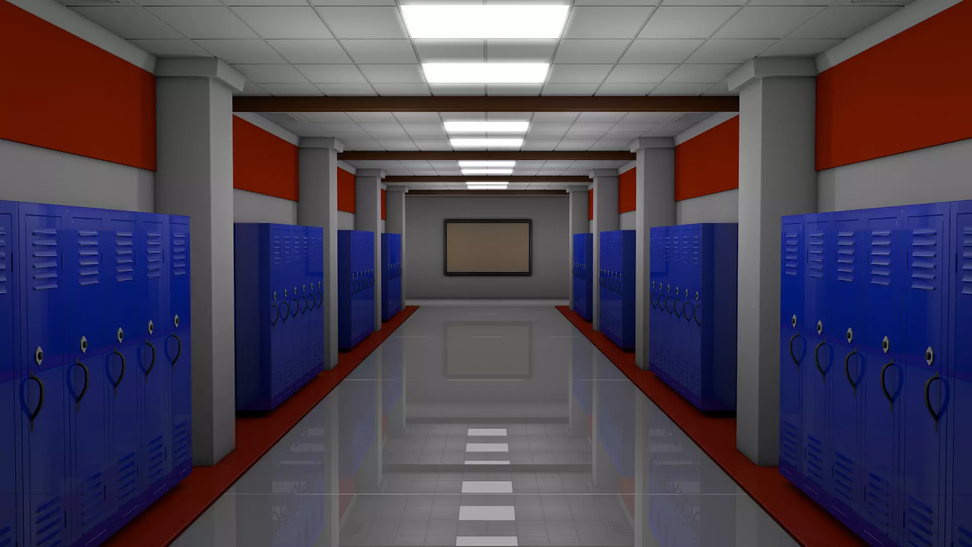 School Locker Corridor 3D model