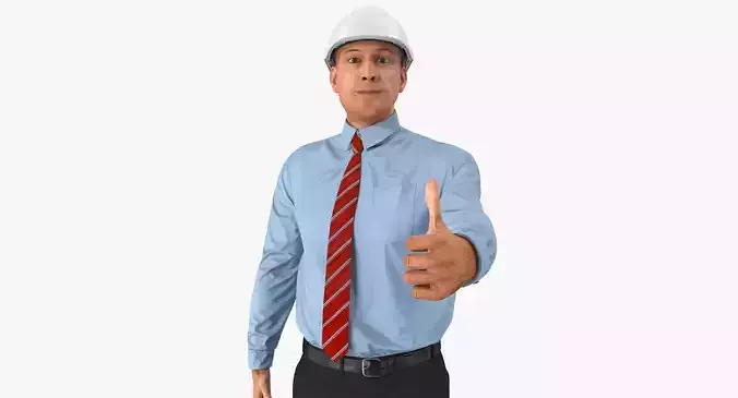 Construction Engineer in Hardhat Rigged for Maya