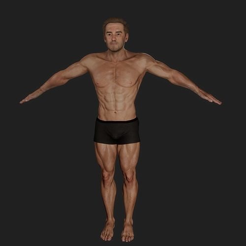 Male realistic Base Mesh  Low-poly 3D model