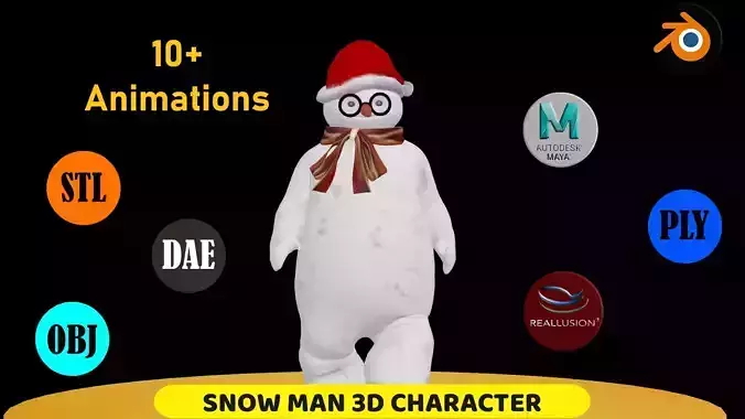 Snowman with Animation 3D model