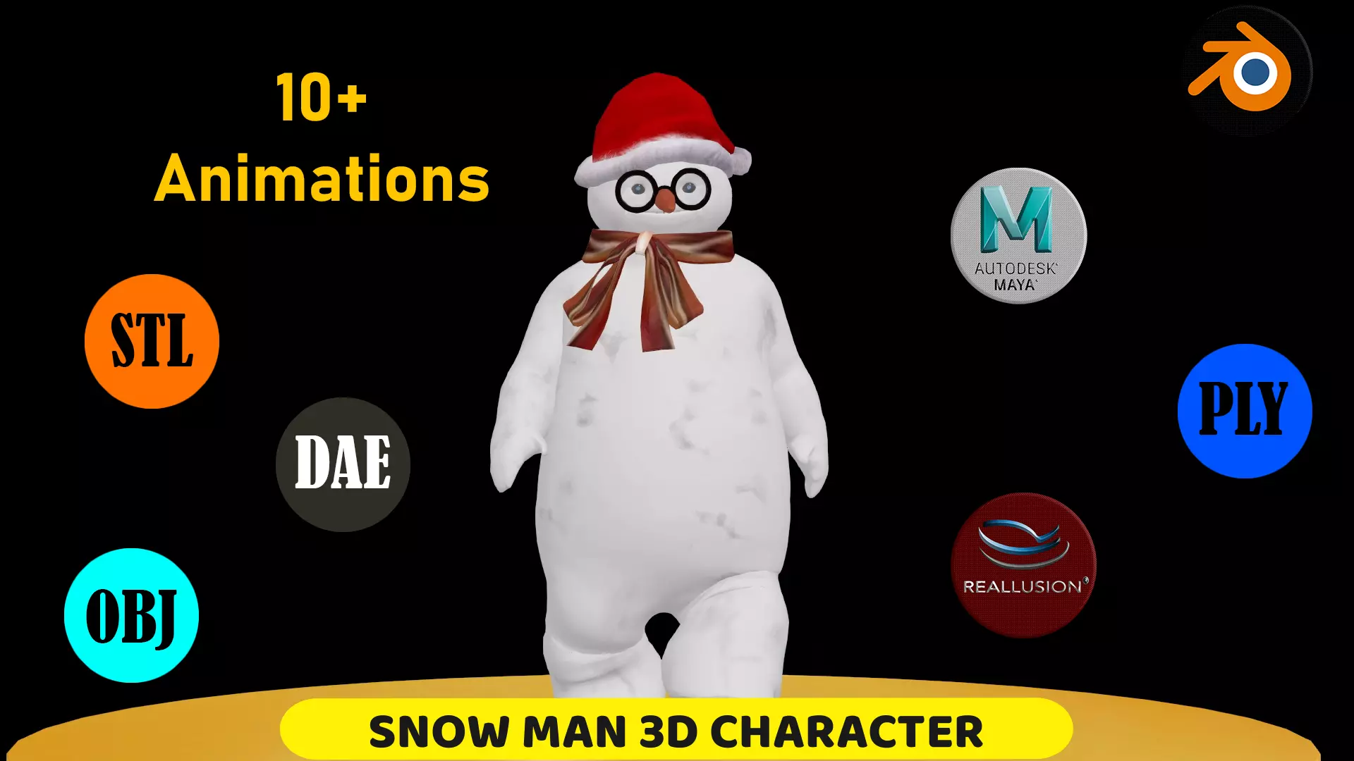 Snowman with Animation 3D model_0