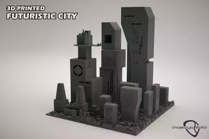 3D Printing Futuristic City kit bash 3D print model