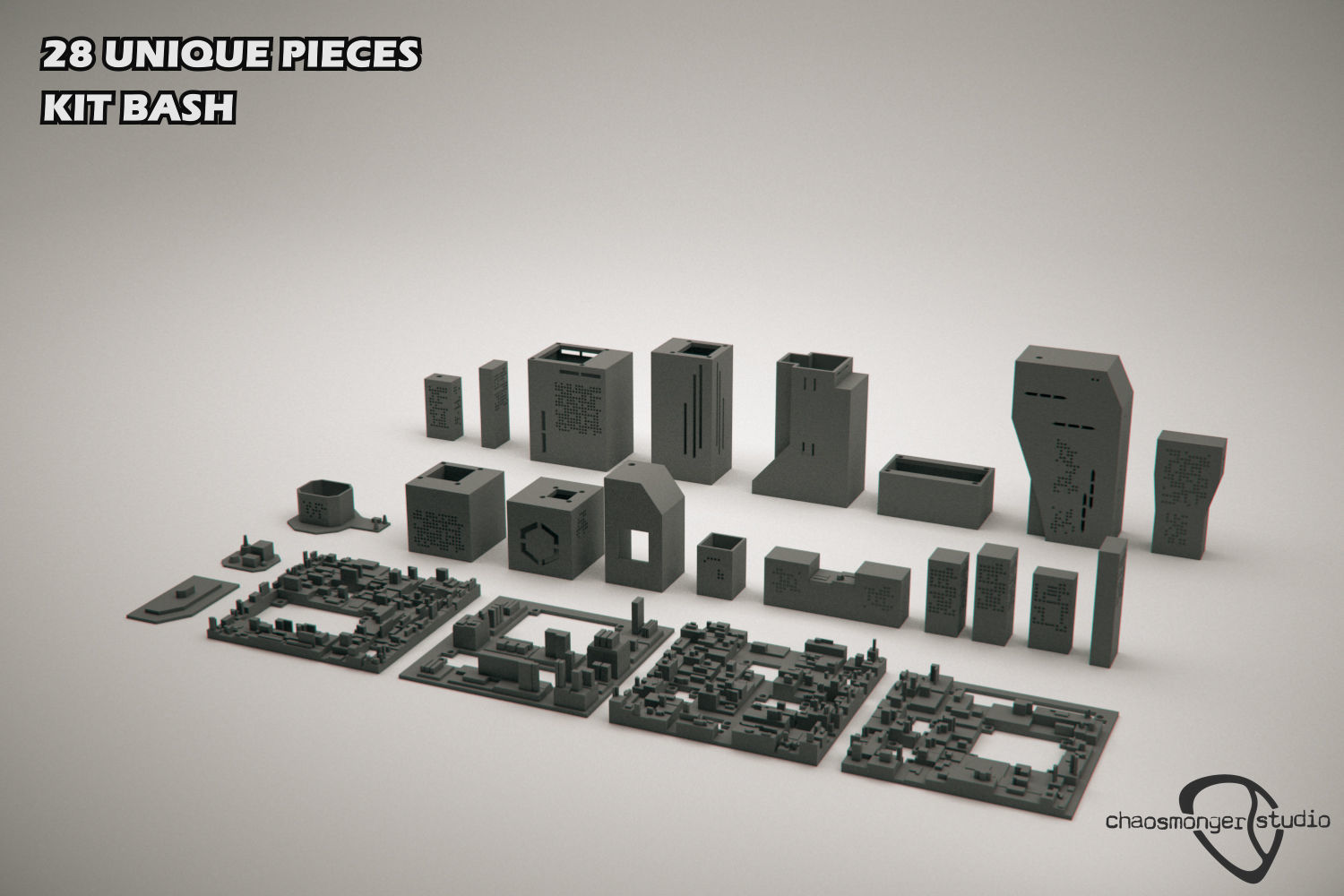 3D Printing Futuristic City kit bash 3D print model_1