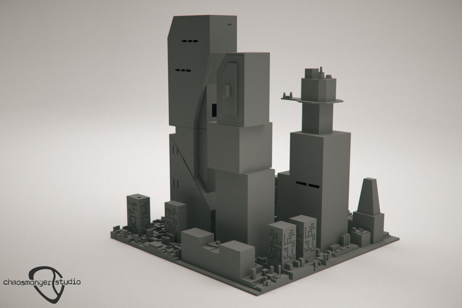 3D Printing Futuristic City kit bash 3D print model_3
