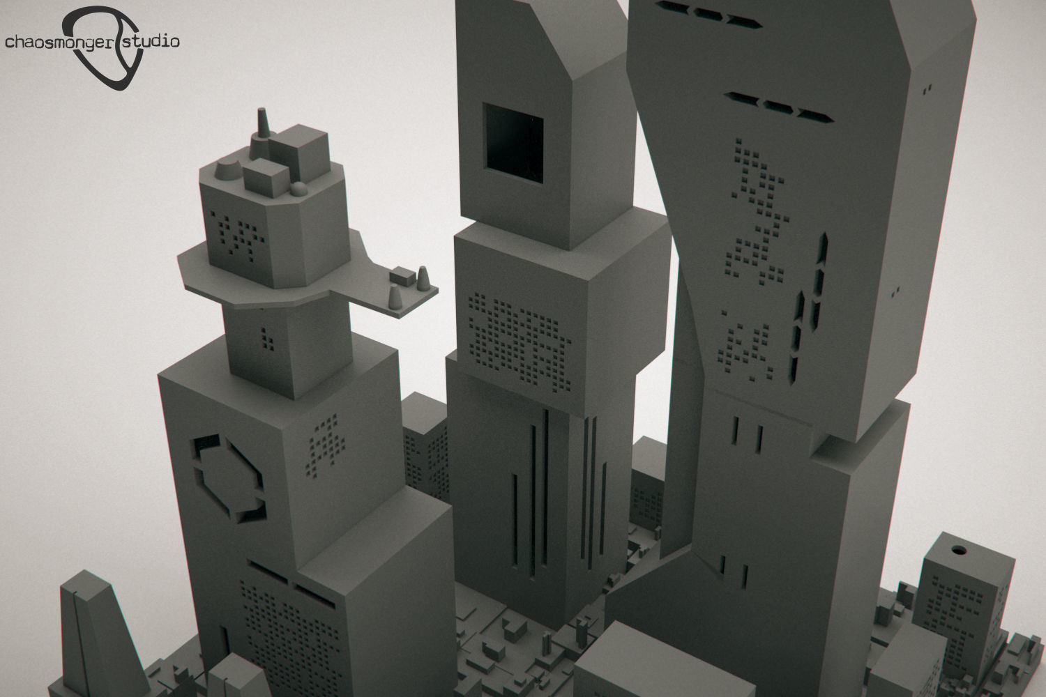 3D Printing Futuristic City kit bash 3D print model_2