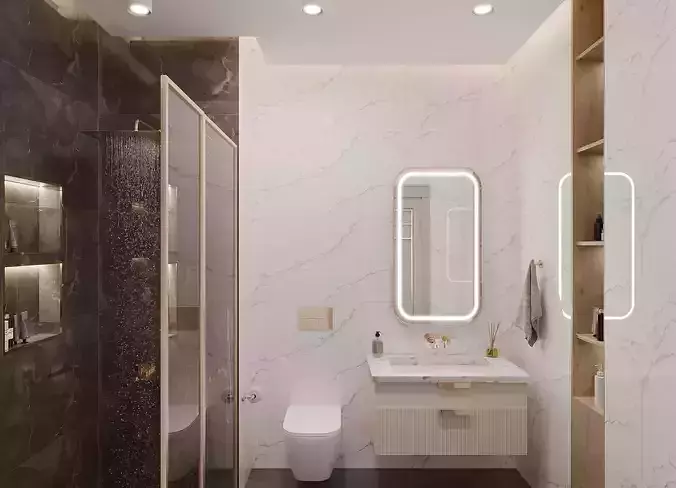 Modern Bathroom Interior Scene 3D model