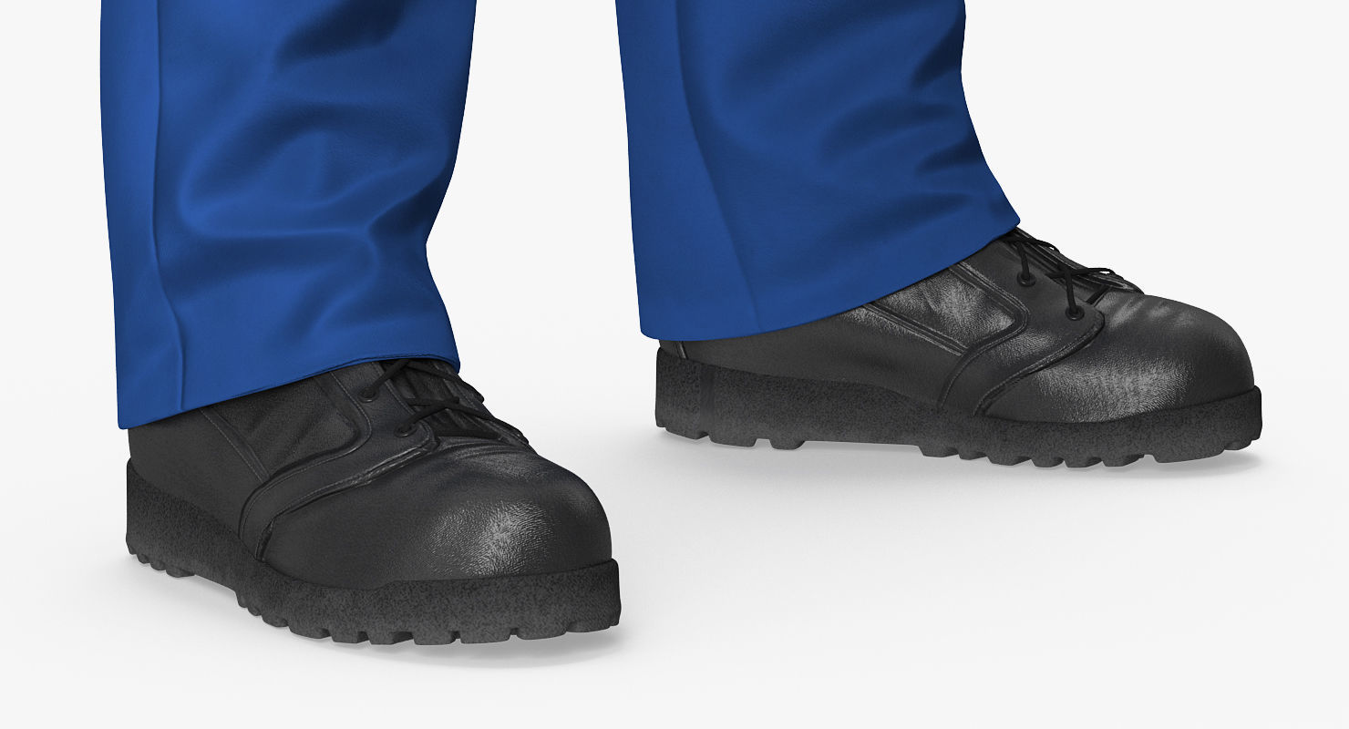 Construction Worker Wearing Blue Overalls Rigged for Maya 3D model_19
