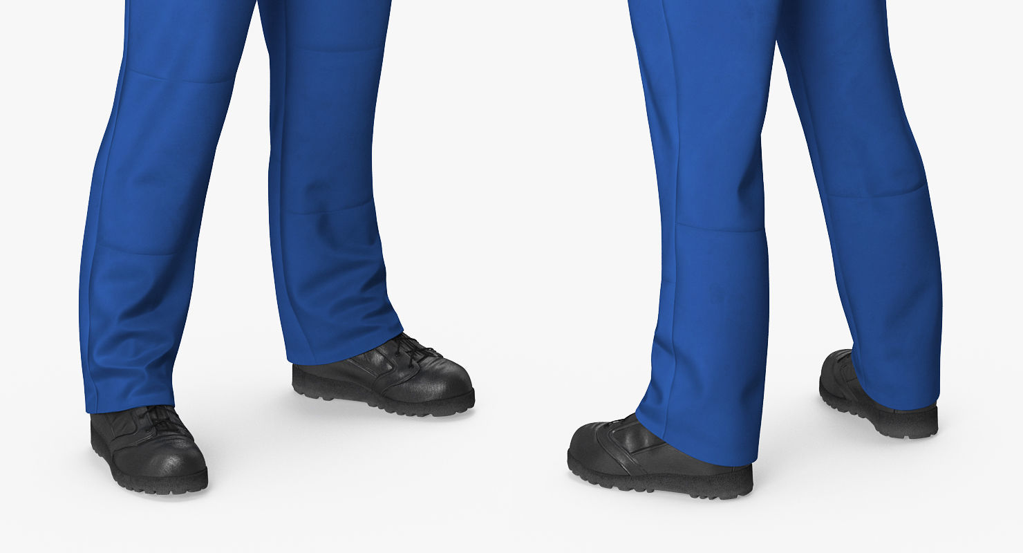 Construction Worker Wearing Blue Overalls Rigged for Maya 3D model_17