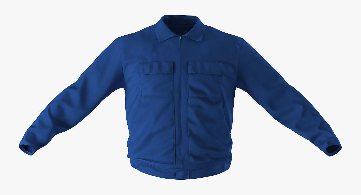 Construction Worker Wearing Blue Overalls Rigged for Maya 3D model_13
