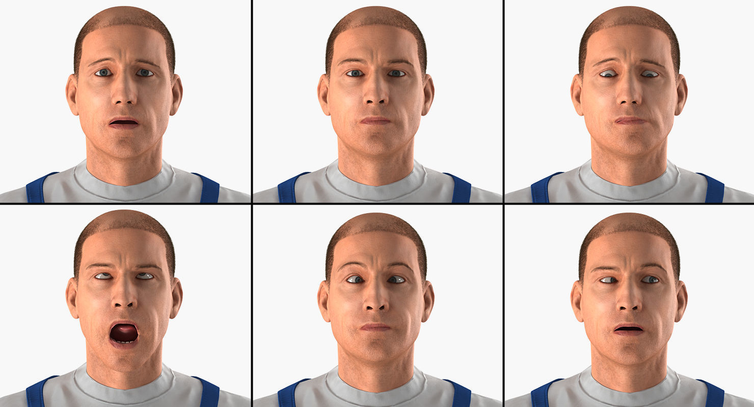 Construction Worker Wearing Blue Overalls Rigged for Maya 3D model_12