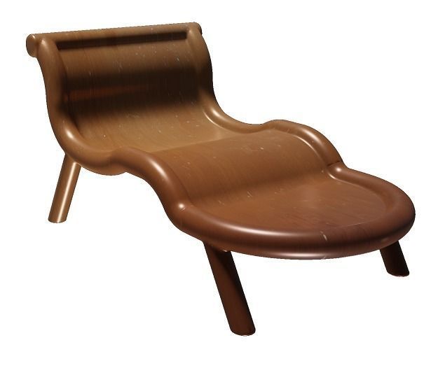 Wooden Lounge Chair Low-poly 3D model_2