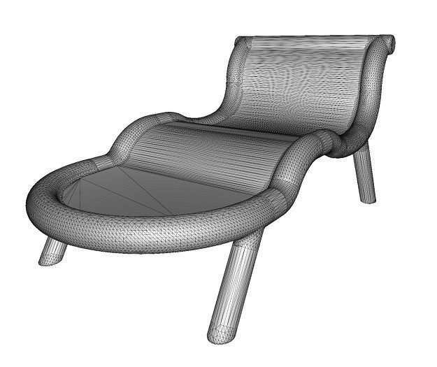 Wooden Lounge Chair Low-poly 3D model_4