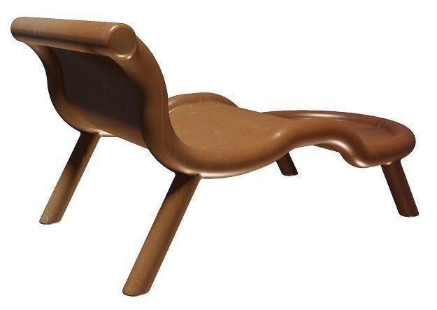 Wooden Lounge Chair Low-poly 3D model_1