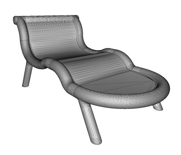 Wooden Lounge Chair Low-poly 3D model_3