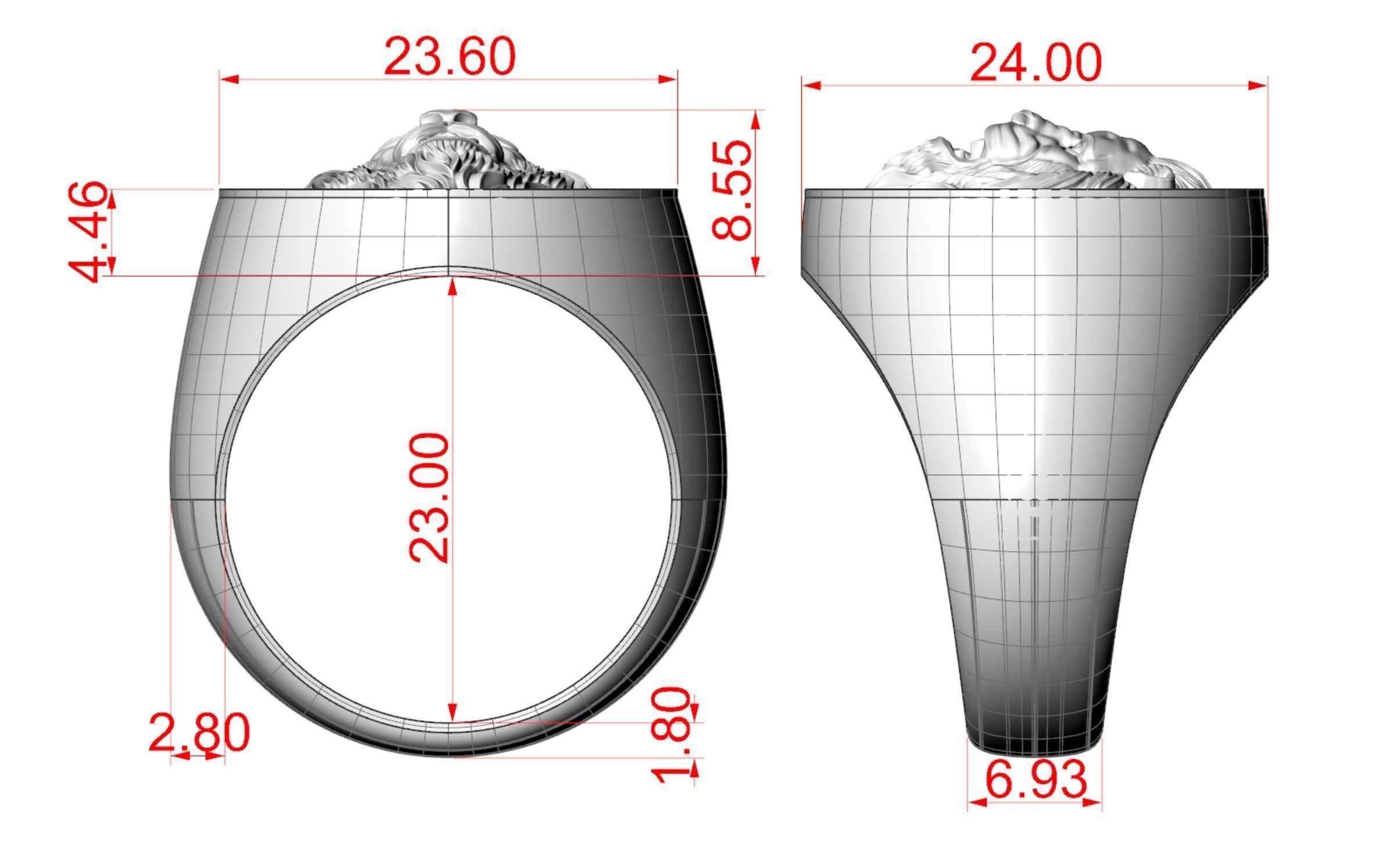 Ring Lion For pendant 3D print model_6