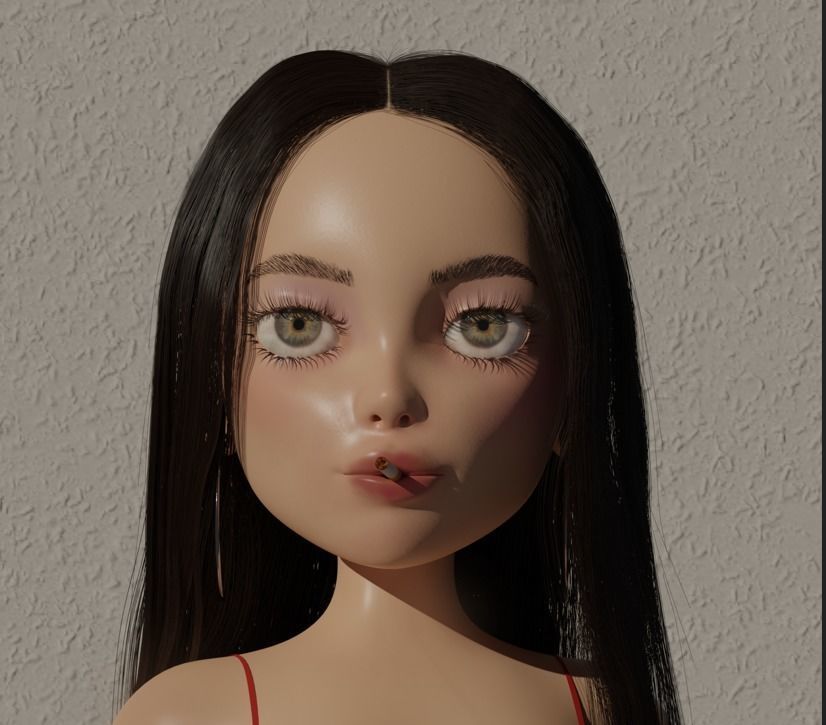 Low-poly eyebrows for character Low-poly 3D model_1
