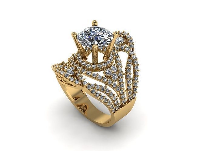 custom design multi stone ring 3D print model