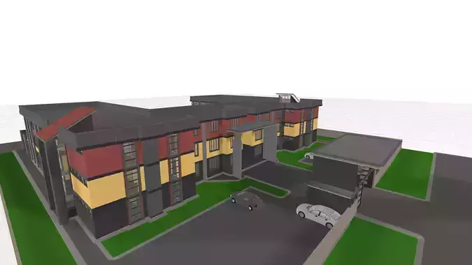 School Exterior Model Low-poly 3D model