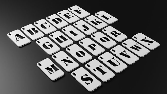 IPHONE X LETTERS CASE Low-poly 3D print model