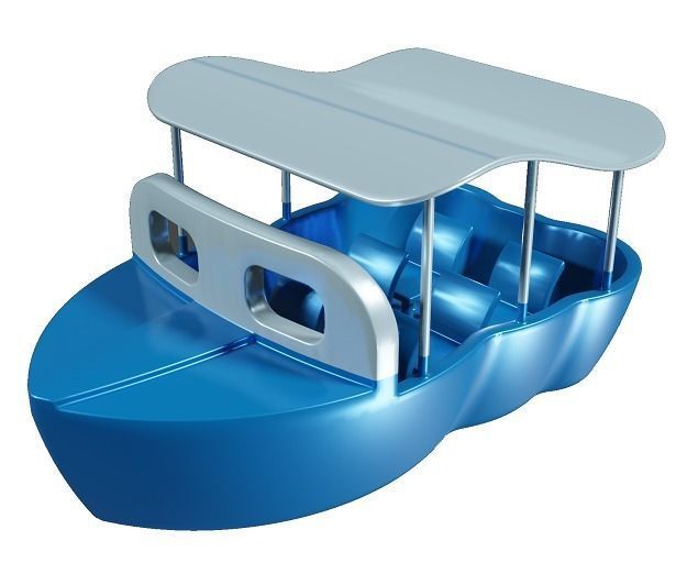 Cartoon Tourist Boat Low-poly 3D model_1
