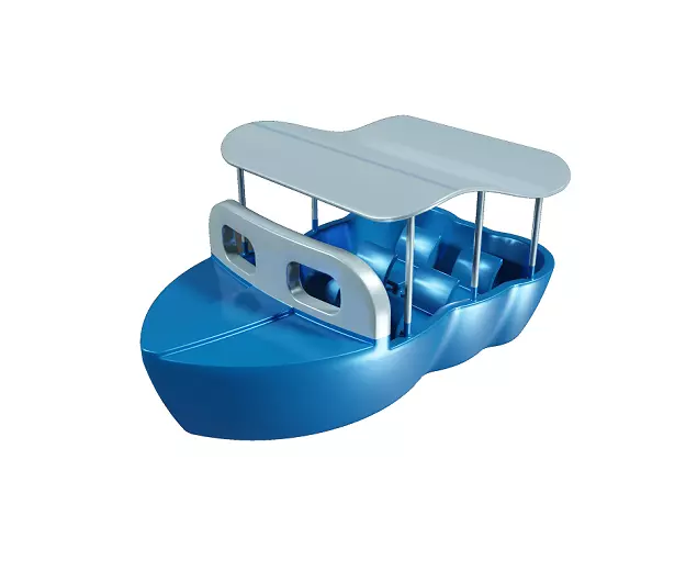 Cartoon Tourist Boat Low-poly 3D model_0