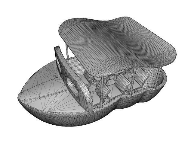 Cartoon Tourist Boat Low-poly 3D model_4