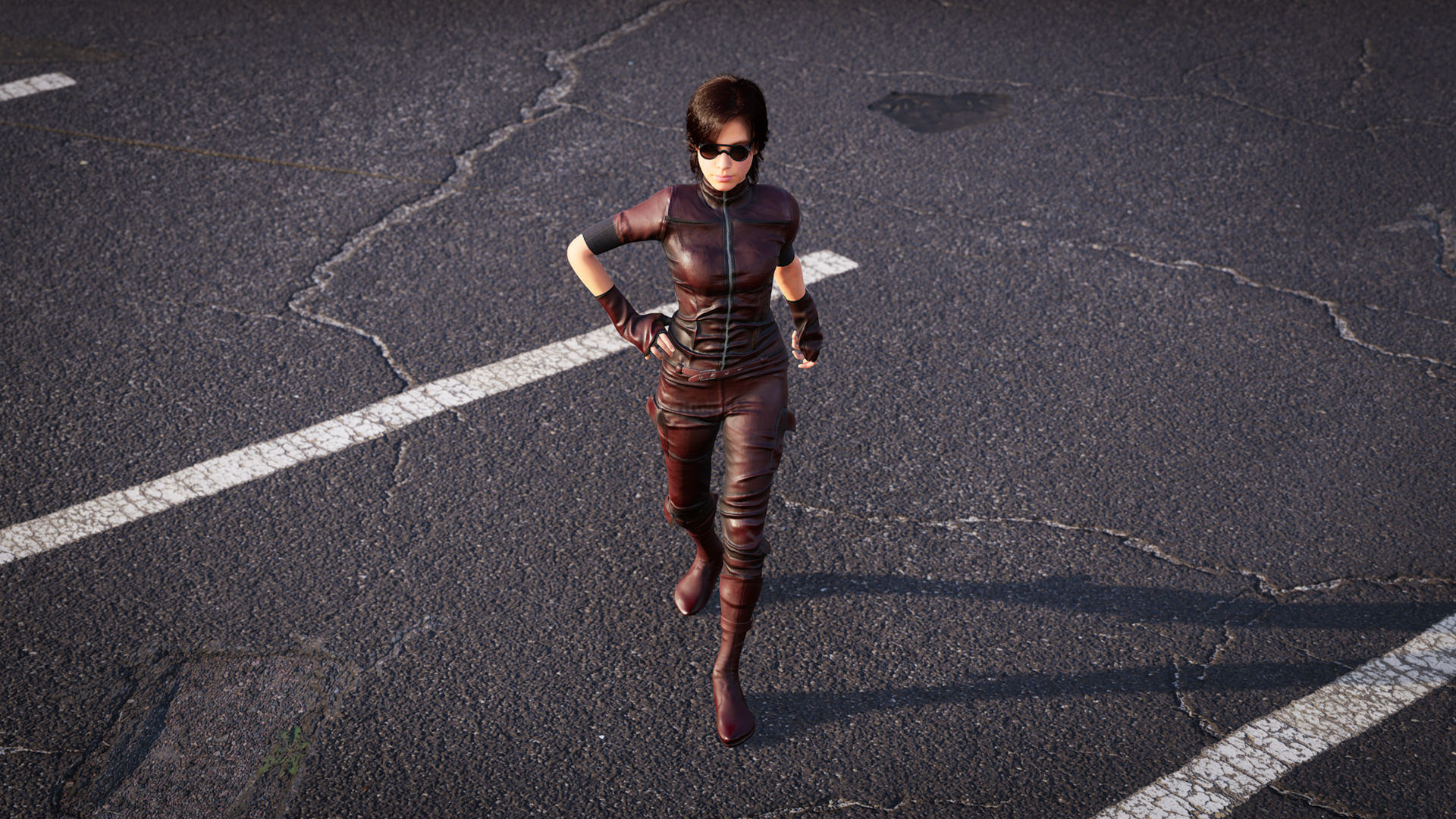 Midpoly leather suit for Metahuman in UE4 and UE5 3D model_3