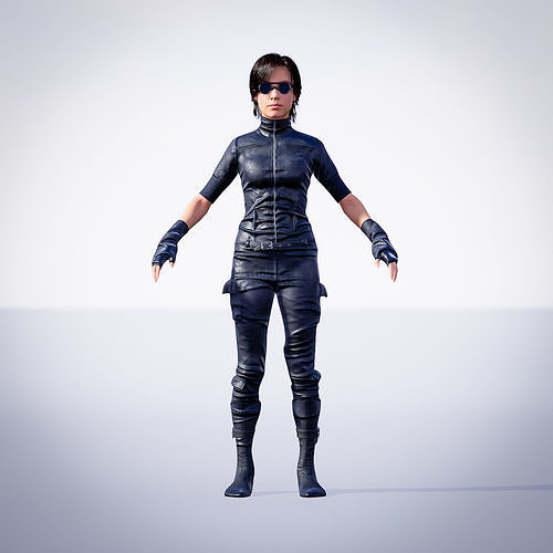 Midpoly leather suit for Metahuman in UE4 and UE5 3D model