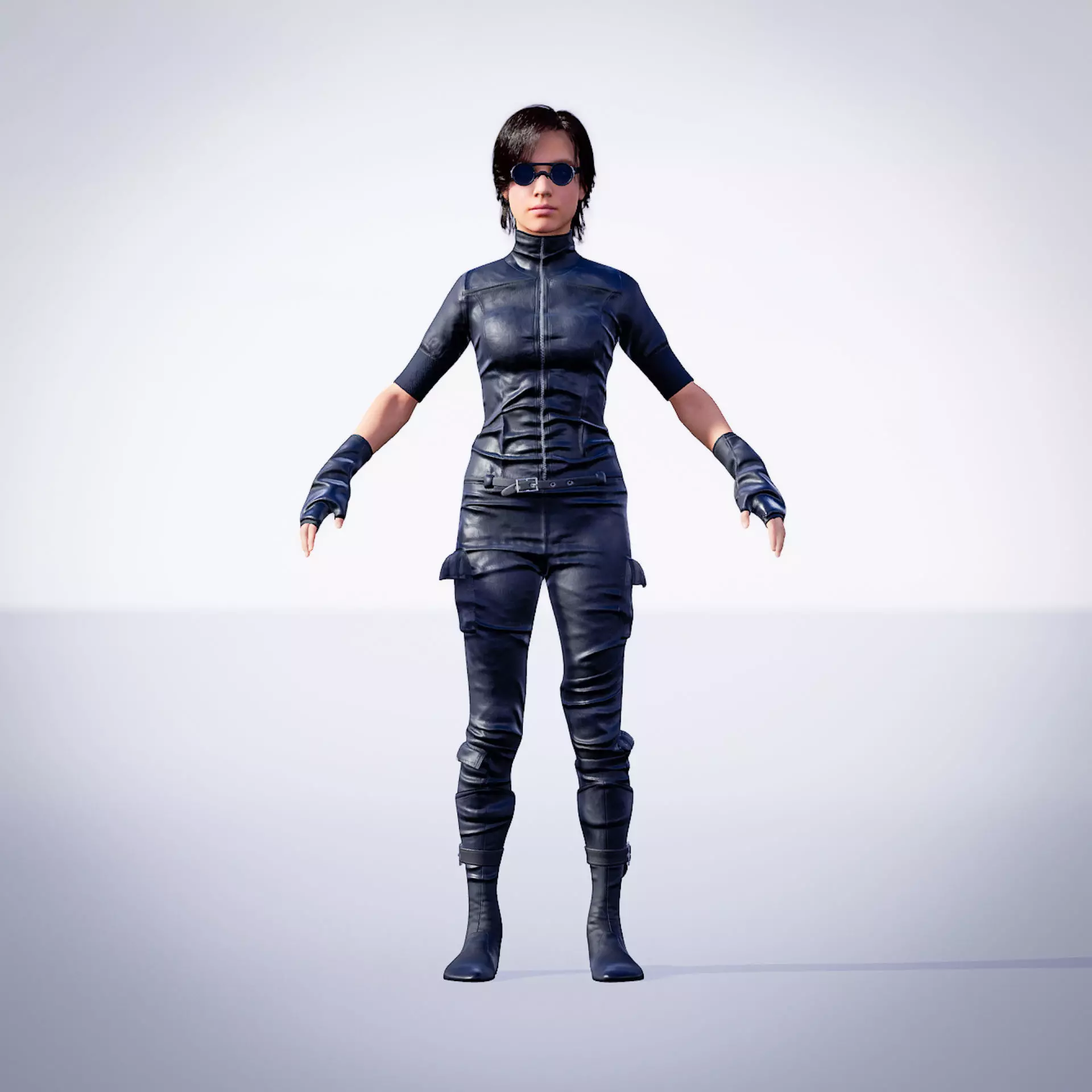 Midpoly leather suit for Metahuman in UE4 and UE5 3D model_0