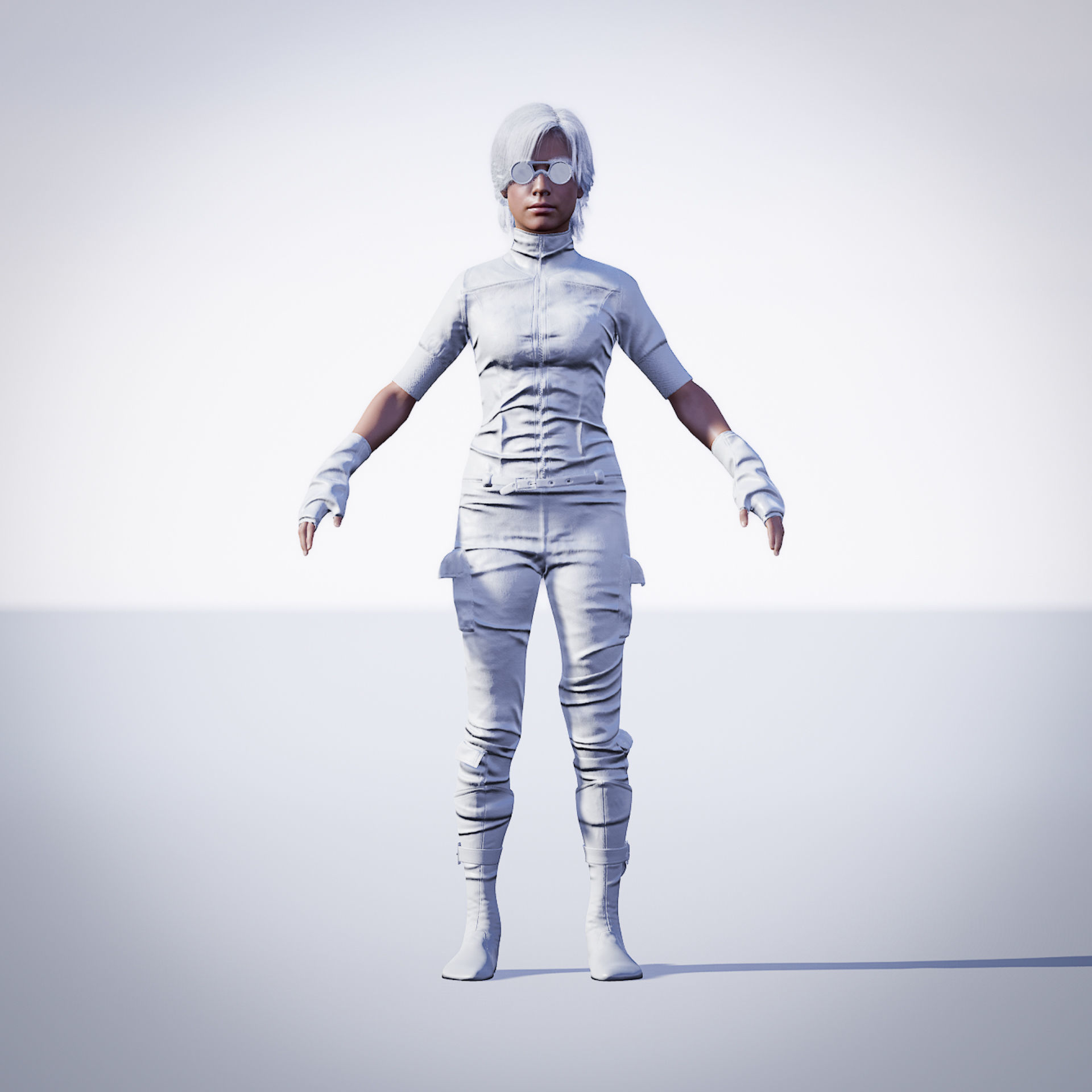 Midpoly leather suit for Metahuman in UE4 and UE5 3D model_7